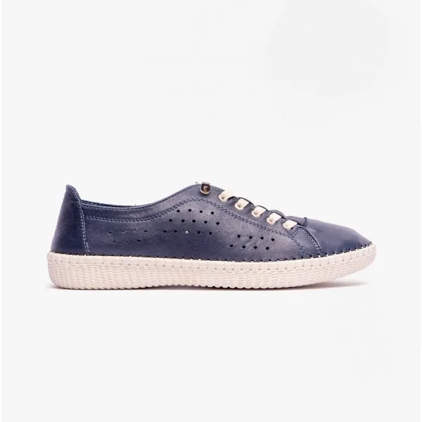 Lotus KAMARI Womens Leather Trainers Navy sold by Shuperb