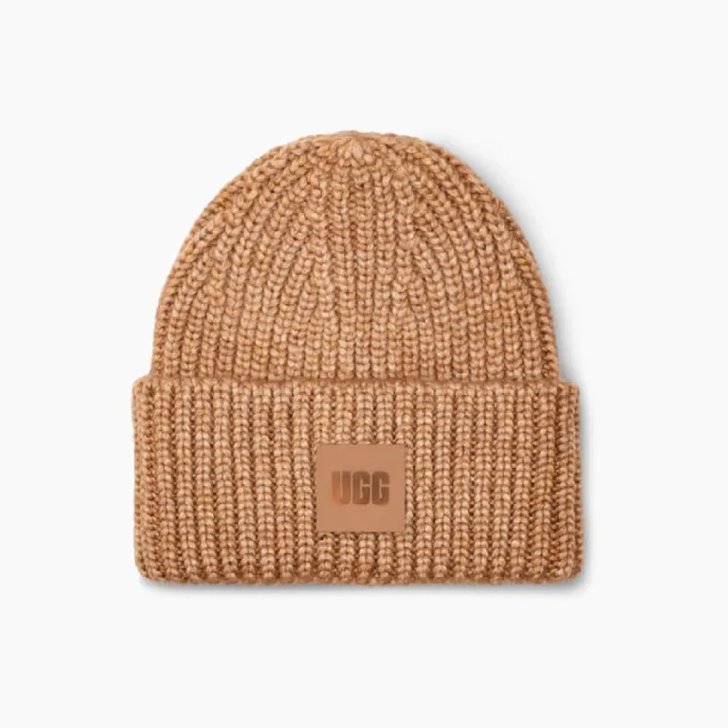 CHUNKY Womens Rib Beanie Camel sold by Shuperb