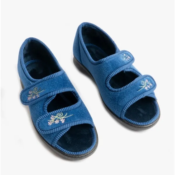 DB Shoes ACE 2 Womens Extra Wide (2E/4E) Touch Fasten Full Slippers Navy sold by Shuperb product image thumbnail 2