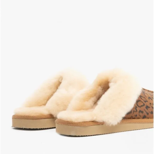 Shepherd JESSICA Womens Sheepskin Mules Chestnut/Leopard sold by Shuperb product image thumbnail 5