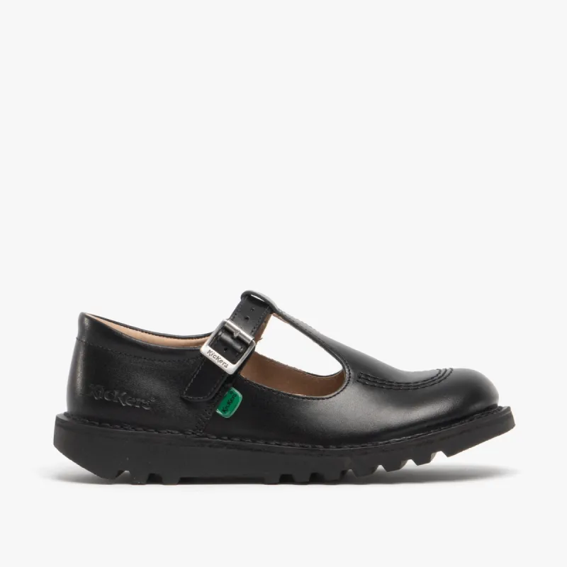 KICK T Girls Leather Shoes Black sold by Shuperb