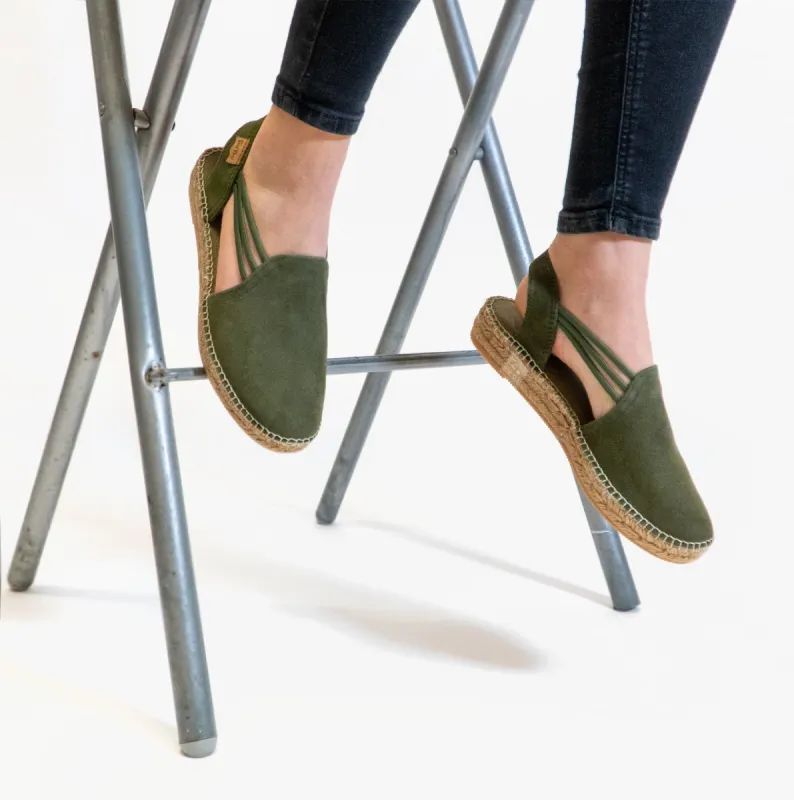 Toni Pons NURIA Womens Suede Espadrilles Khaki sold by Shuperb