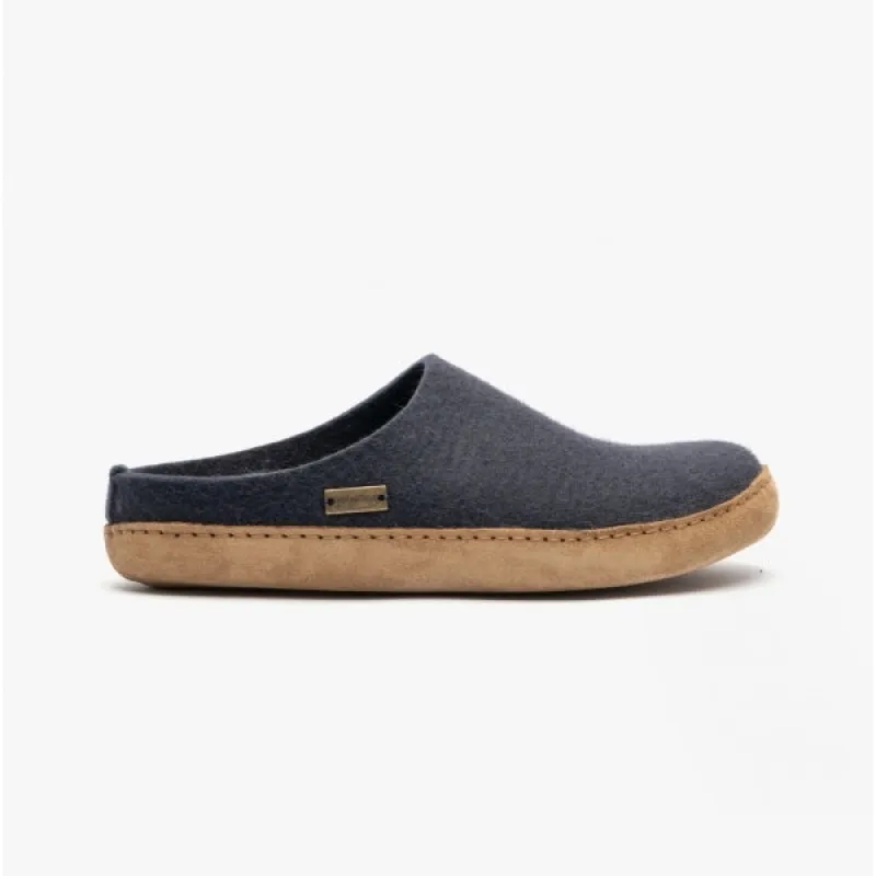 Haflinger EMIL'S TOFFEL Womens Wool Slippers Medium Blue sold by Shuperb