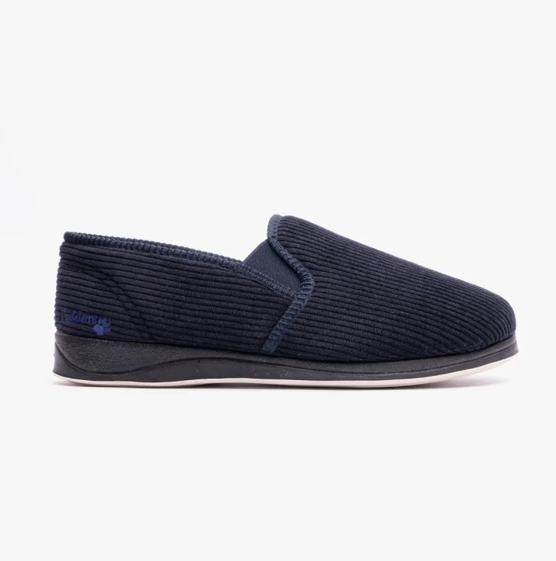 Padders ALBERT Mens (G Fit) Full Slippers Corduroy Navy sold by Shuperb