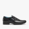 Front BELMONT Boys Leather Tramline Loafers Black sold by Shuperb