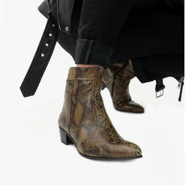 Club Cubano EMMANUEL Mens Snakeprint Leather Cuban Heel Boots Musgo sold by Shuperb product image thumbnail 2