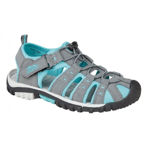 PDQ SASHA Womens Toggle & Velcro Summer Trail Sandals Grey/Mint sold by Shuperb