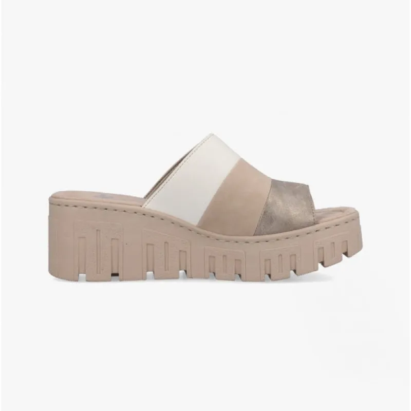Rieker 68092-62 Womens Mules Beige Multi sold by Shuperb