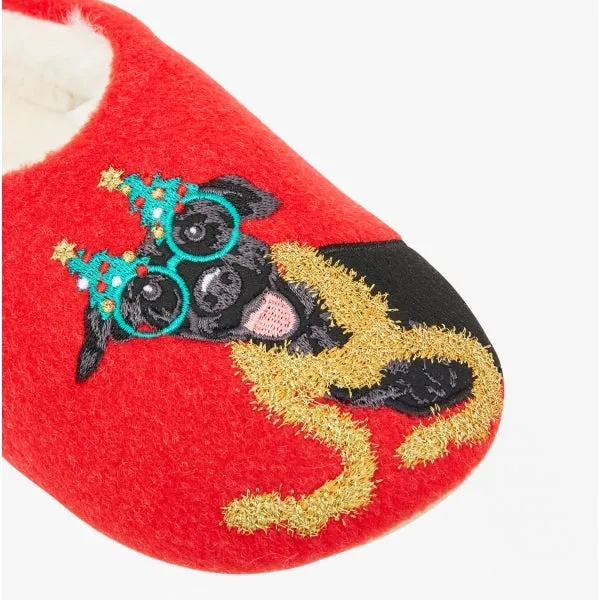Joules SLIPPET Girls Textile Mule Slippers Christmas Dog sold by Shuperb product image thumbnail 4