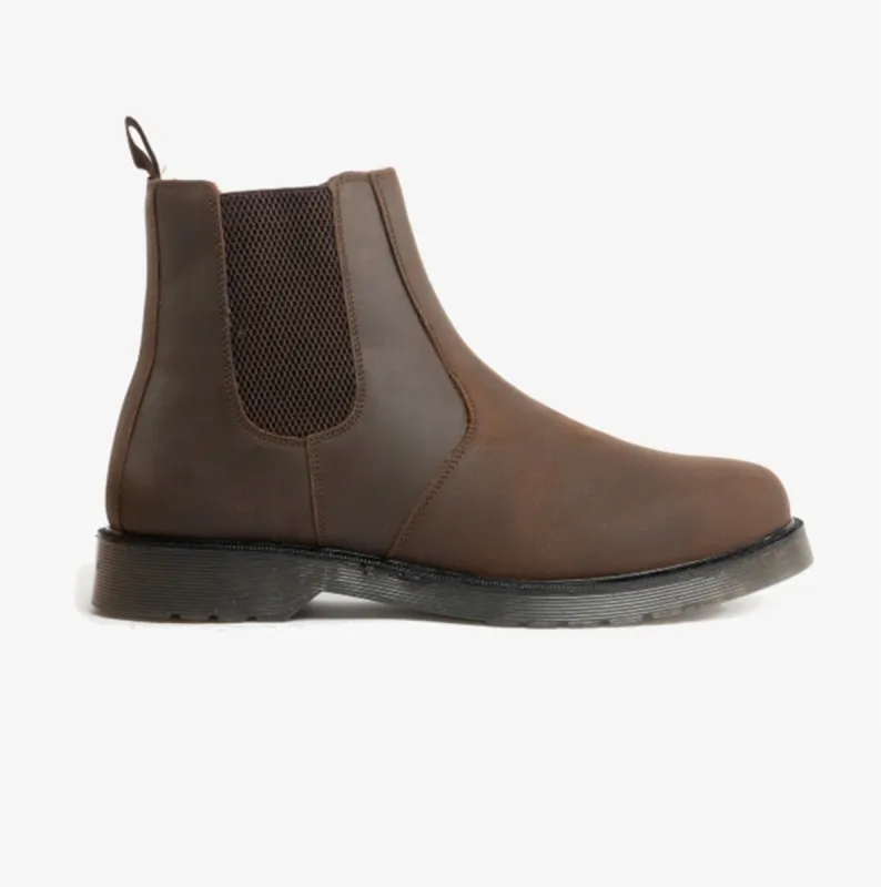 STB ELLIS Unisex Leather Air Cushioned Dealer Boots Waxy Brown made by Shuperb