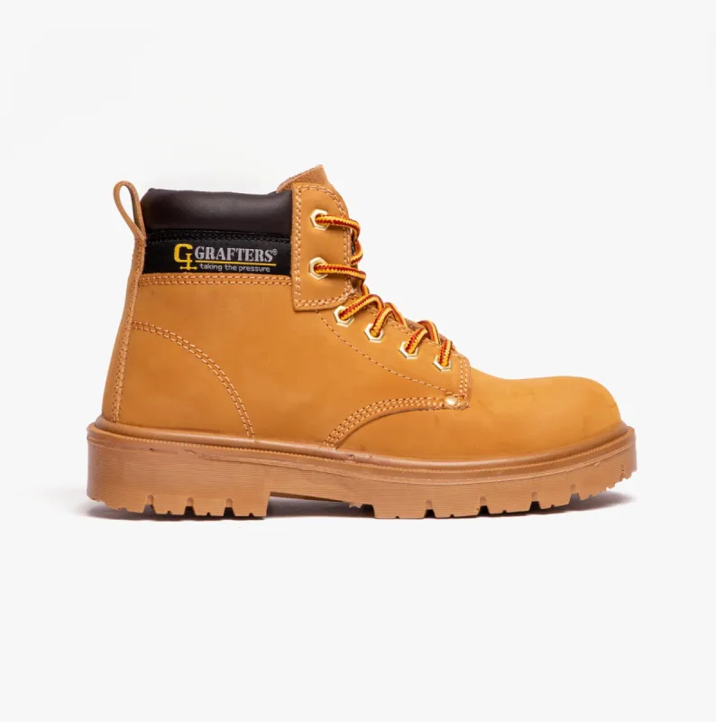 Grafters M958N Mens Leather Safety Boots Honey sold by Shuperb