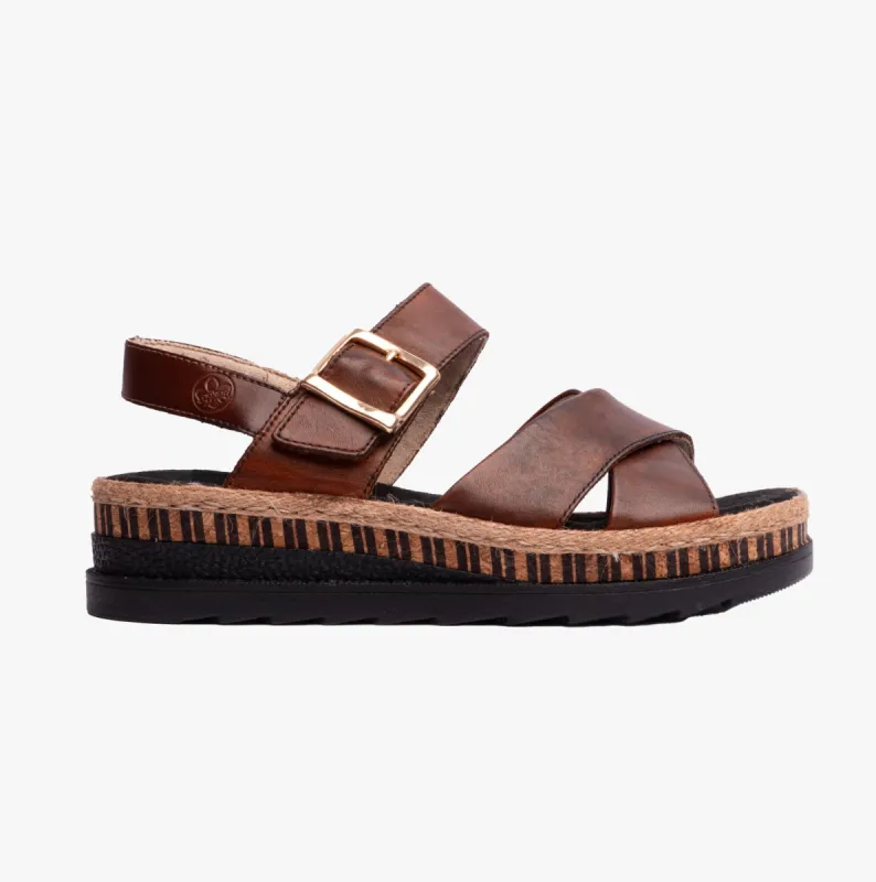 Rieker V7951-24 Womens Sandals Brown sold by Shuperb