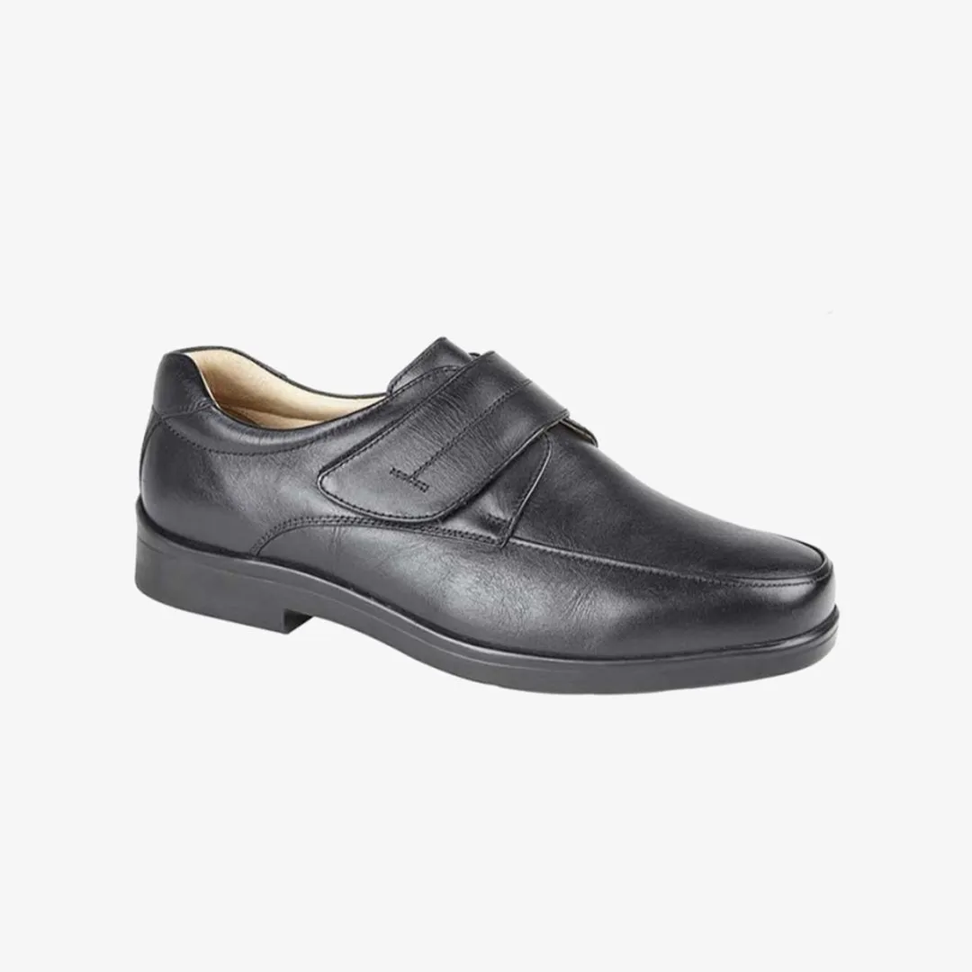 Roamers ROBBIN Mens Leather Touch Fasten Shoes Black sold by Shuperb