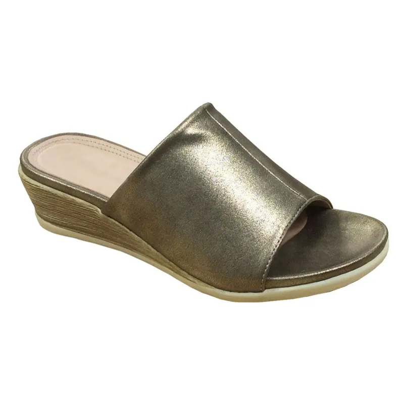 DANTINA Ladies High Wedge Mule Sandals Gold sold by Shuperb