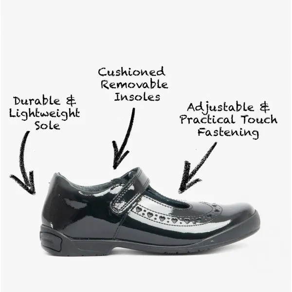 Start-Rite LEAP FROG Girls Leather T-Bar School School Shoes Patent Black sold by Shuperb