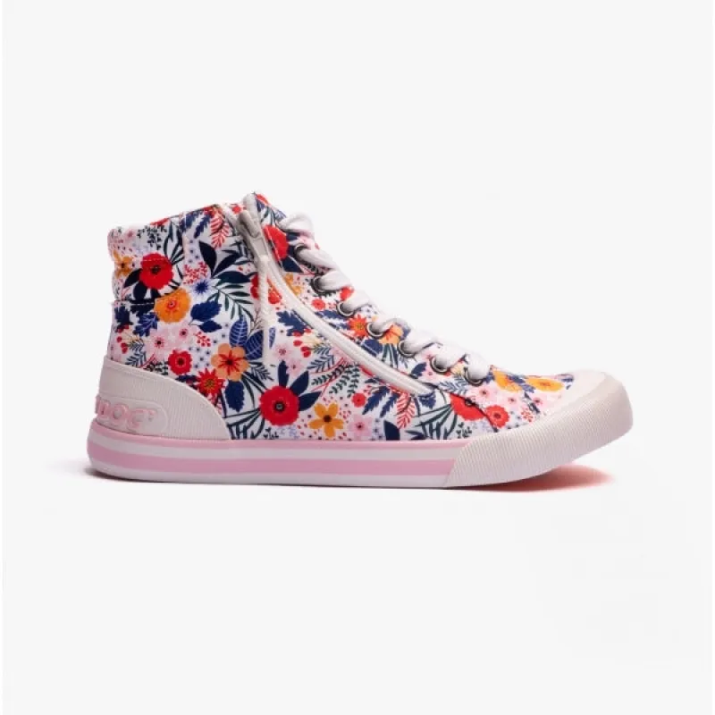Rocket Dog JAZZIN Womens High-Top Floral Trainers White Multi sold by Shuperb