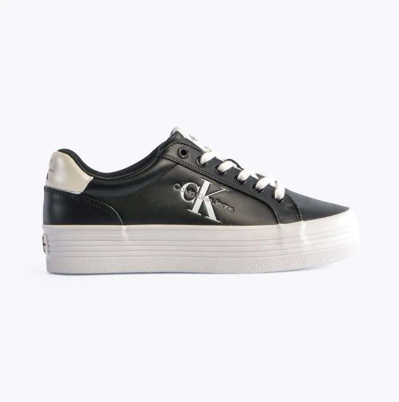 Calvin Klein FLATFORM LACEUP Womens Trainers Black/Bright White made by Calvin Klein