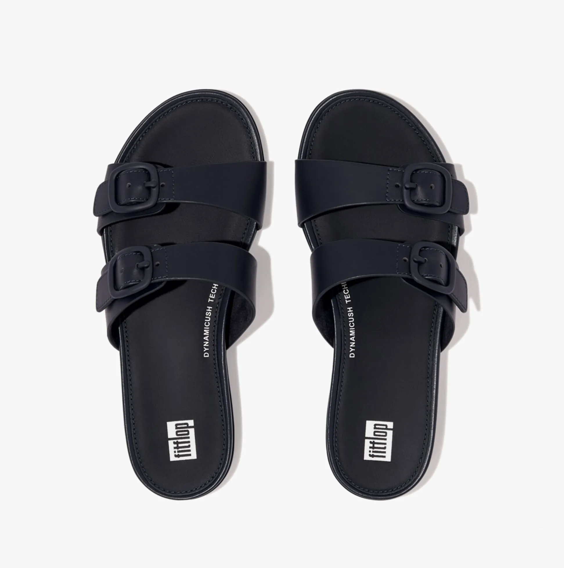 FitFlop GRACIE Womens Rubber-Buckle Leather Two-Bar Sliders Midnight Navy sold by Shuperb product image thumbnail 3