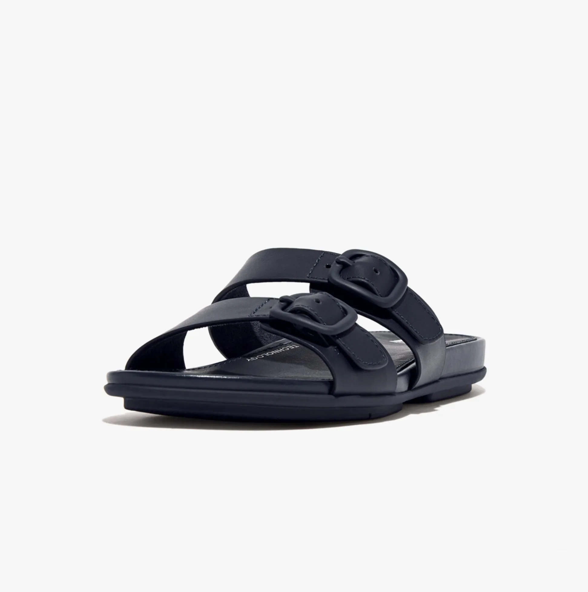 FitFlop GRACIE Womens Rubber-Buckle Leather Two-Bar Sliders Midnight Navy sold by Shuperb product image thumbnail 4