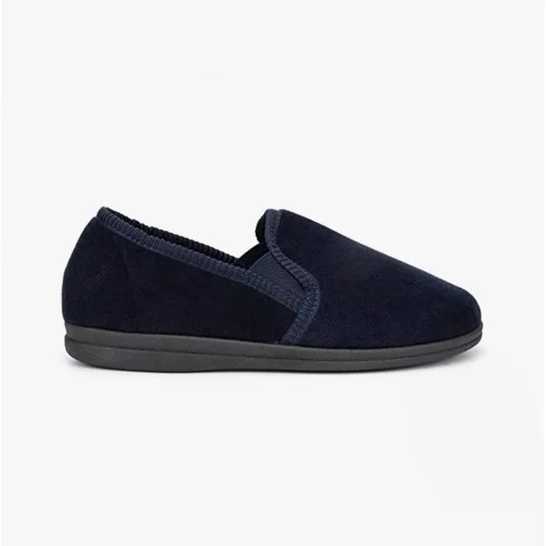 Sleepers WILSON Mens Velour Slip-On Full Slippers Navy sold by Shuperb