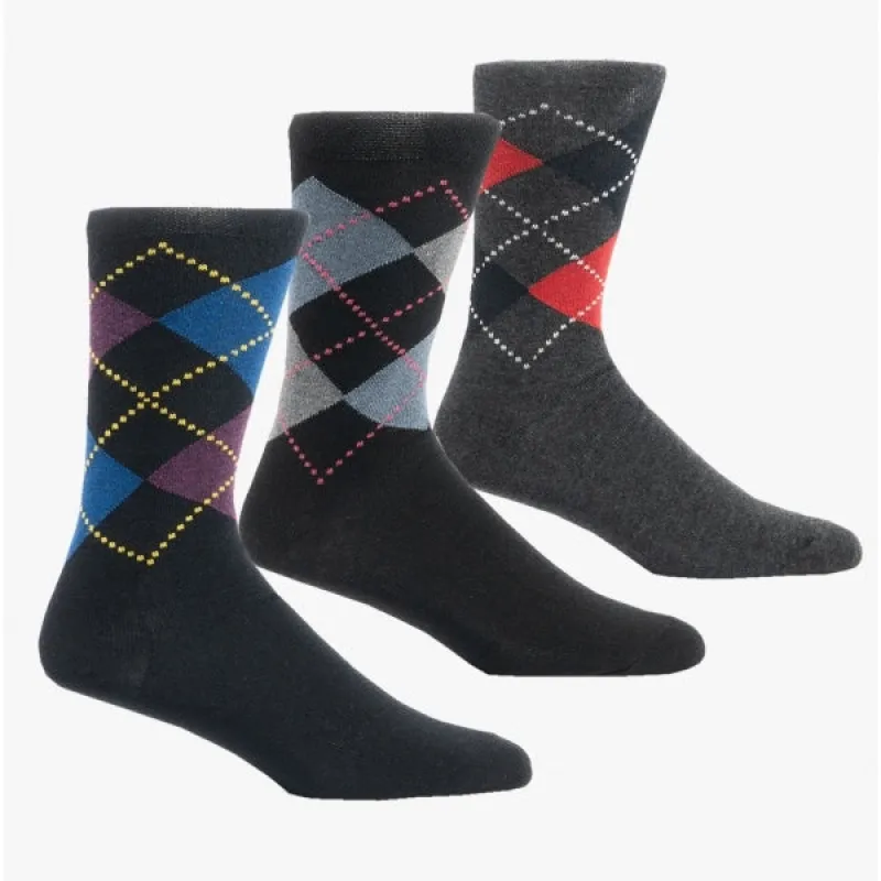 Shuperb Mens 3 Pack Of Argyle Socks Black/Multicolour: One Size sold by Shuperb