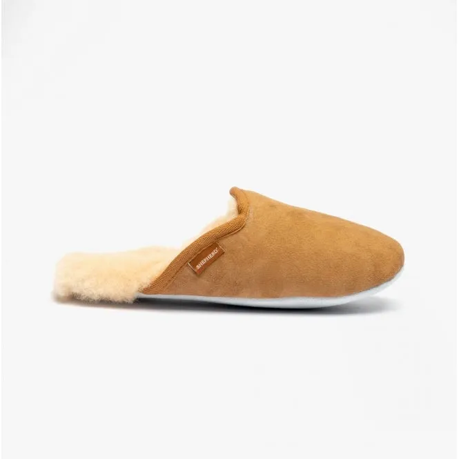 Shepherd CLEO Womens Sheepskin Mules Chestnut sold by Shuperb