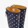 WELLY PRINT Ladies Rubber Tall Wellies French Navy Spot sold by Shuperb