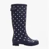 WELLY PRINT Ladies Rubber Tall Wellies French Navy Spot sold by Shuperb