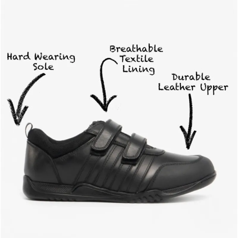 JOSH Boys Leather School Shoes Black sold by Shuperb