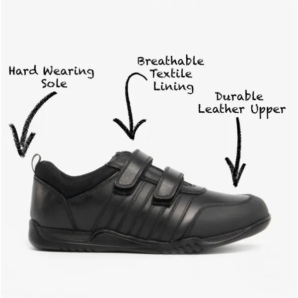 JOSH Boys Leather School Shoes Black sold by Shuperb