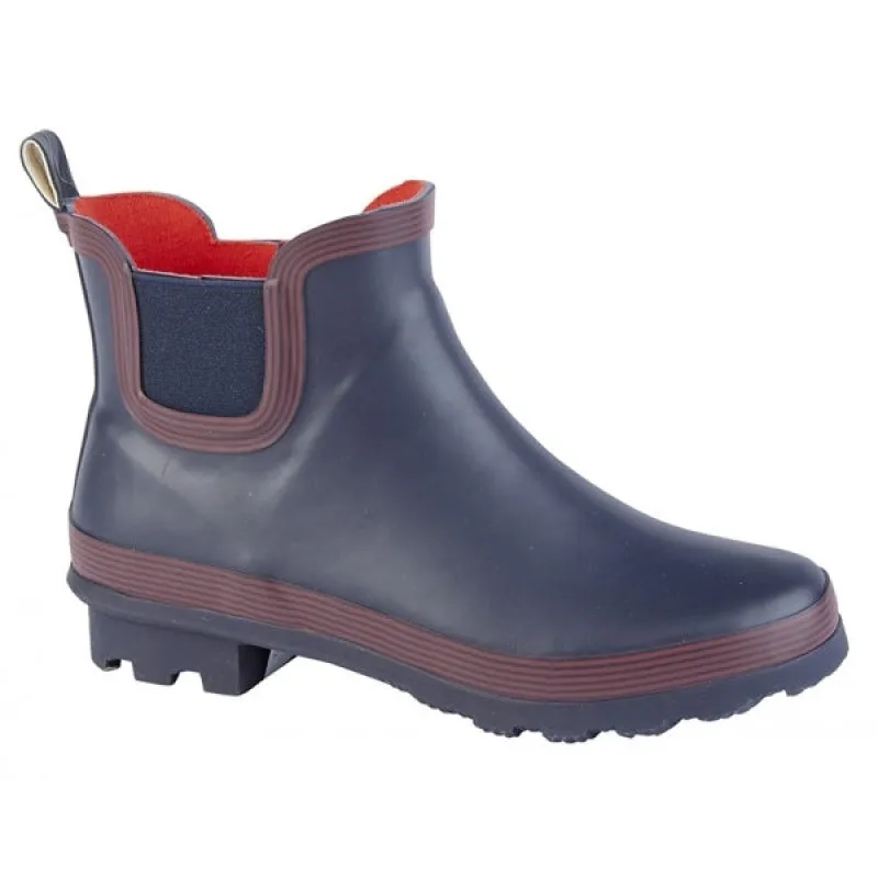 Stormwells W407C Womens Rubber Ankle Wellington Boots Navy/Red sold by Shuperb