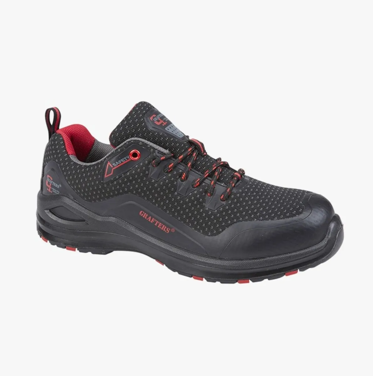 Grafters M320A Mens Composite Toe Safety Trainers Black/Red sold by Shuperb