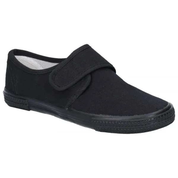 99248 Unisex Canvas Touch Fasten Plimsolls Black sold by Shuperb
