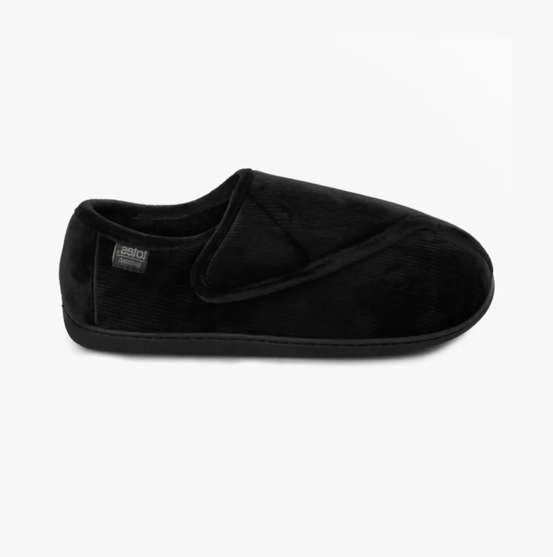 Totes Isotoner VELOUR CLOSED BACK Mens Slippers Black sold by Shuperb