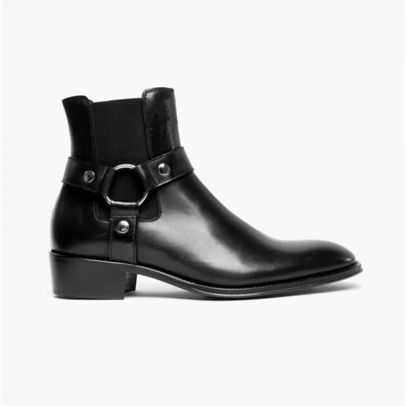 Club Cubano LAMBRO Mens Leather Cuban Heel Boots Black sold by Shuperb