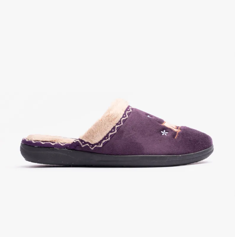 SCOTTY Ladies (EE Fit) Mule Slippers Purple sold by Shuperb
