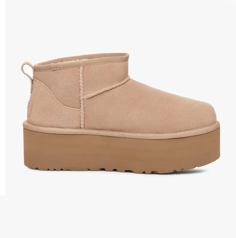 UGG CLASSIC ULTRA MINI PLATFORM Womens Boots Sand sold by Shuperb
