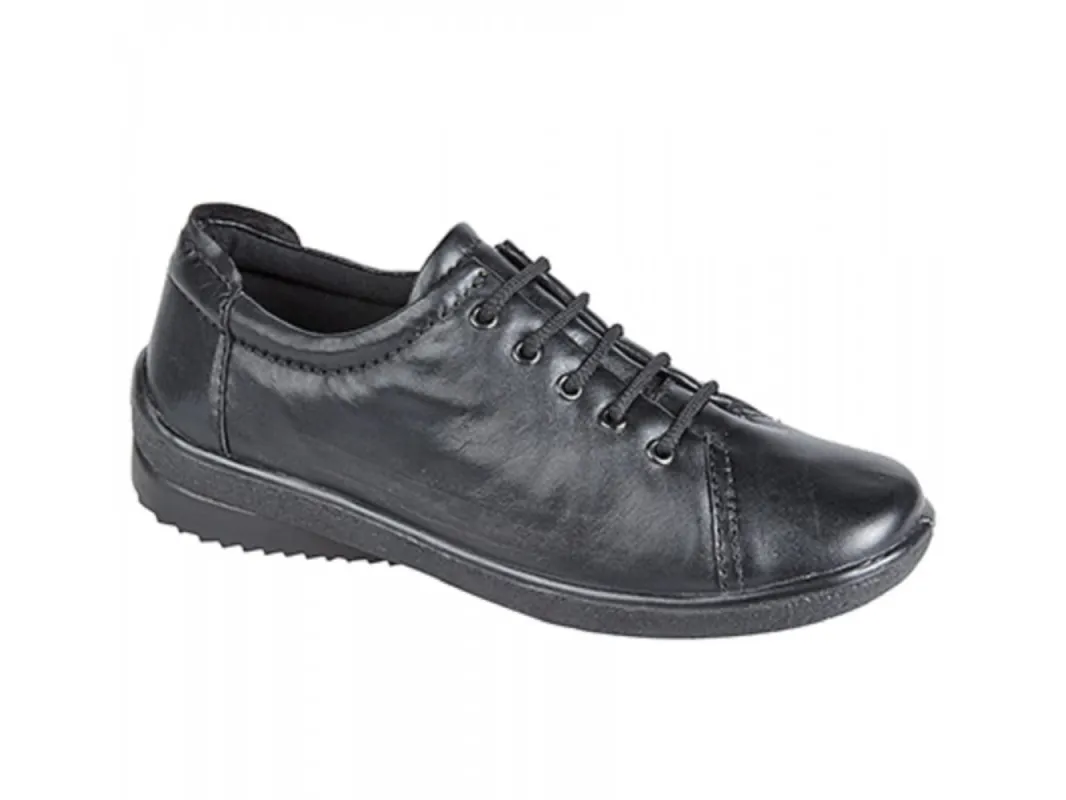 Mod Comfys LINDSAY Womens Leather Lace-Up Padded Shoes Black made by Shuperb