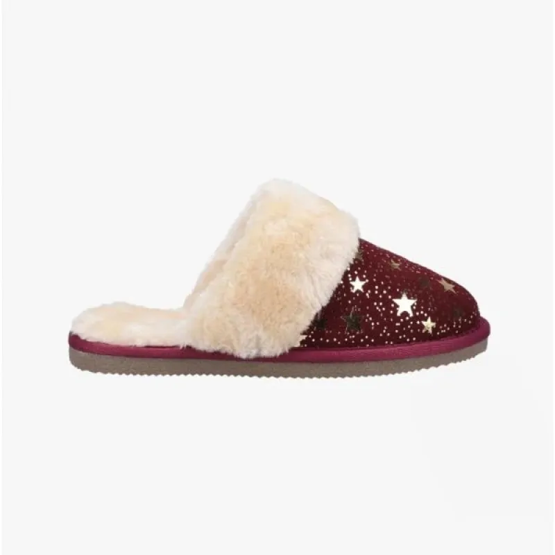 Hush Puppies ARIANNA STAR Womens Suede Mule Slippers Burgundy sold by Shuperb