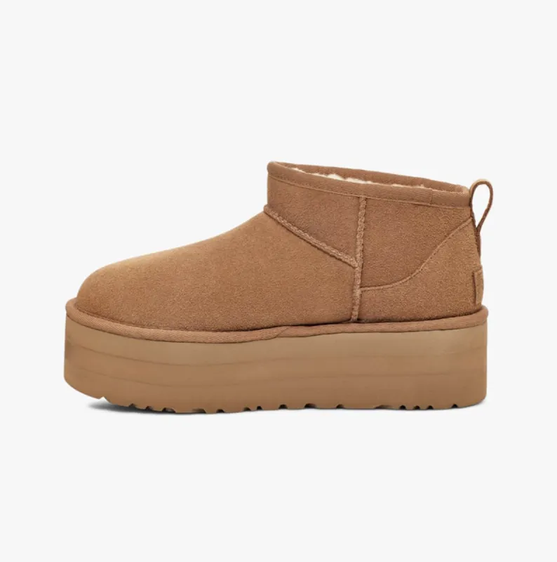 UGG CLASSIC ULTRA MINI Womens Platform Boots Chestnut sold by Shuperb