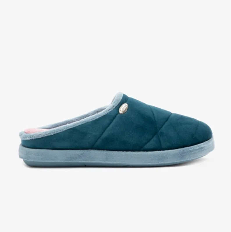 HOLLY 2.0 Ladies Quilted Mule Slippers Petrolia made by Shuperb