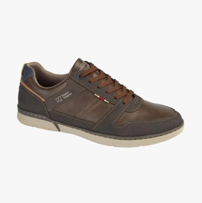 CLASSIC Mens Lace-Up Casual Trainers Dark Brown sold by Shuperb