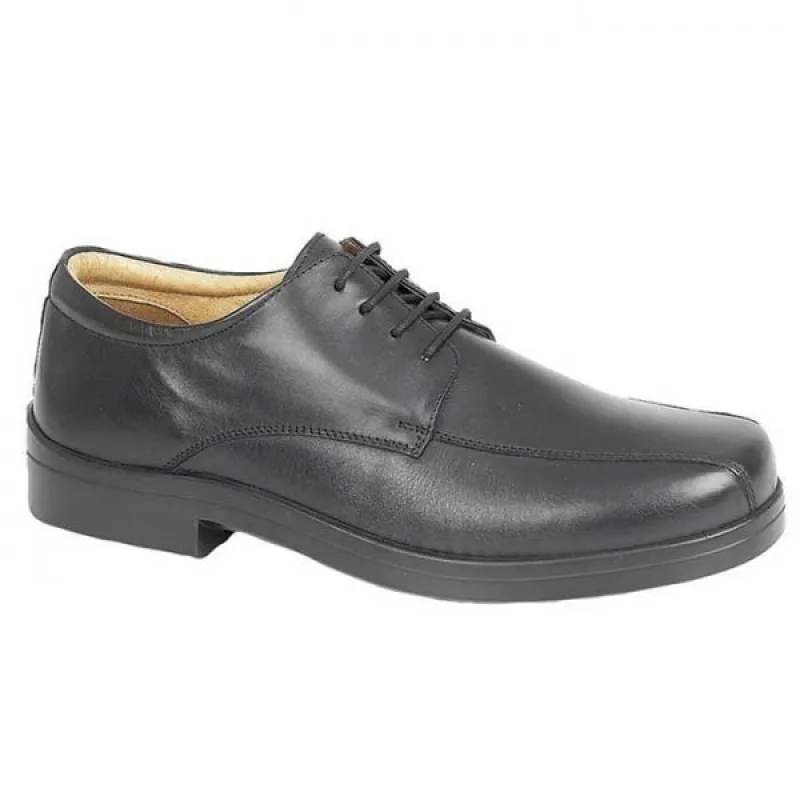 Roamers MILTON Mens Leather Tramline Gibson Shoes Black made by Shuperb