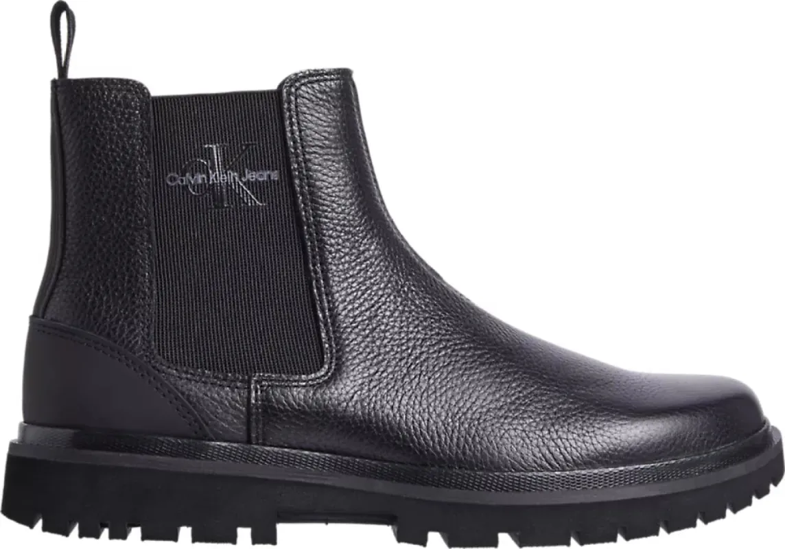 Calvin Klein EVA MID CHELSEA BOOTS Mens Triple Black made by Shuperb