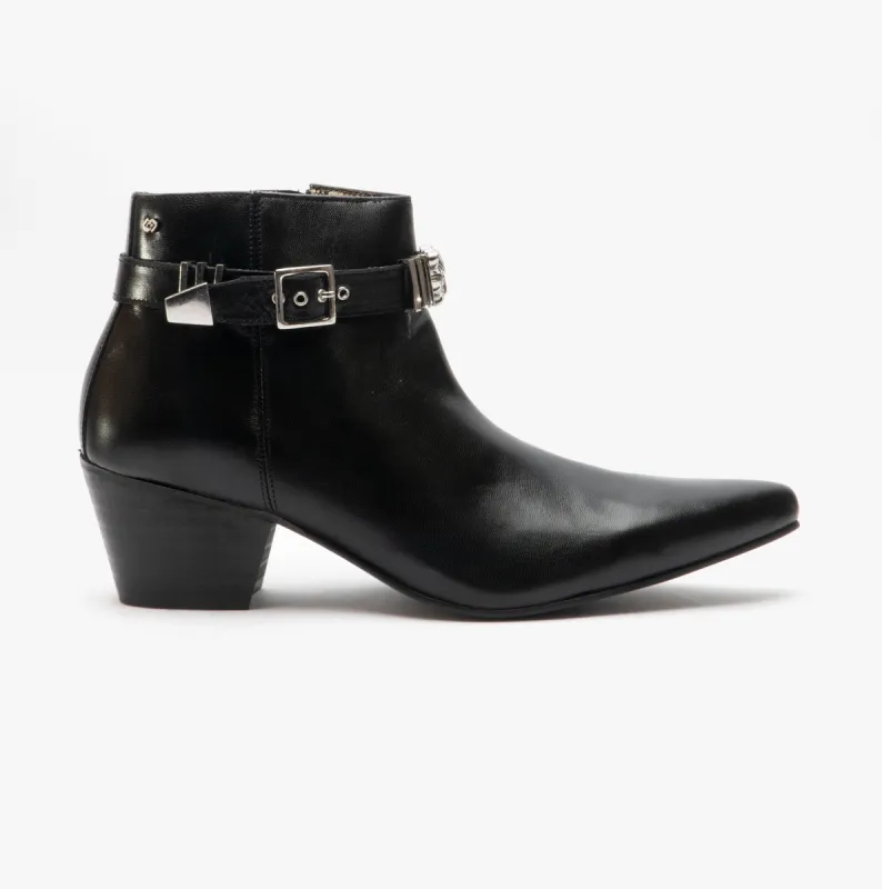 Club Cubano PAVEL Mens Leather Winklepicker Cuban Heel Boots Black sold by Shuperb