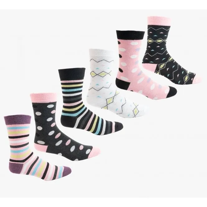 6-Pack Womens Socks Pink/Multi sold by Shuperb