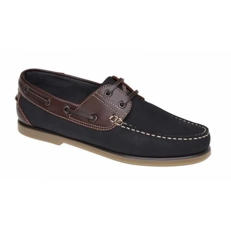 DEK RIVER Mens Nubuck Moccasin Boat Shoes Navy Blue/Brown sold by Shuperb
