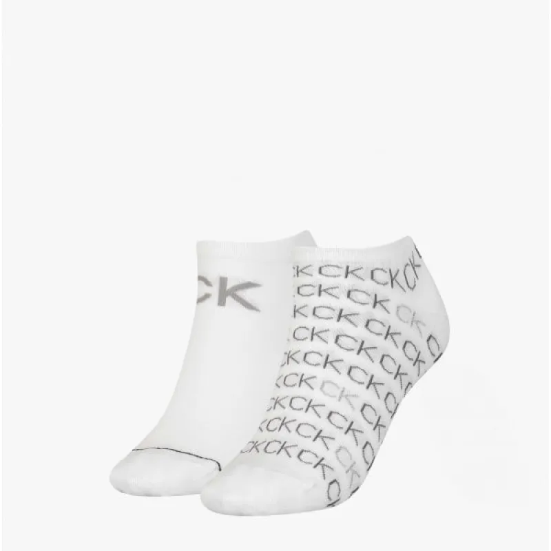 Calvin Klein 2 Pack Womens Logo Print Socks White sold by Shuperb