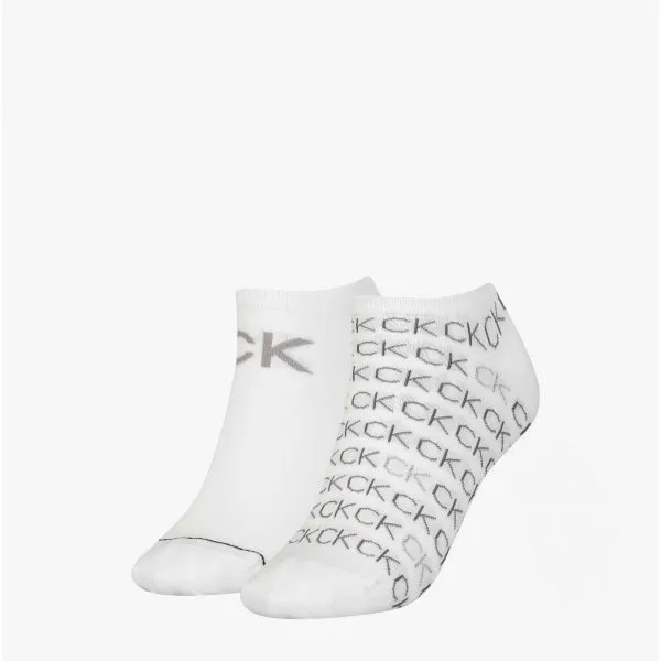 Calvin Klein 2 Pack Womens Logo Print Socks White sold by Shuperb