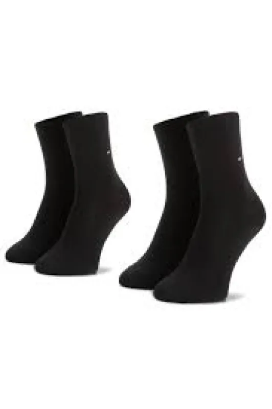 Tommy Hilfiger 2 Pack Womens Crew Socks Black made by Tommy Hilfiger